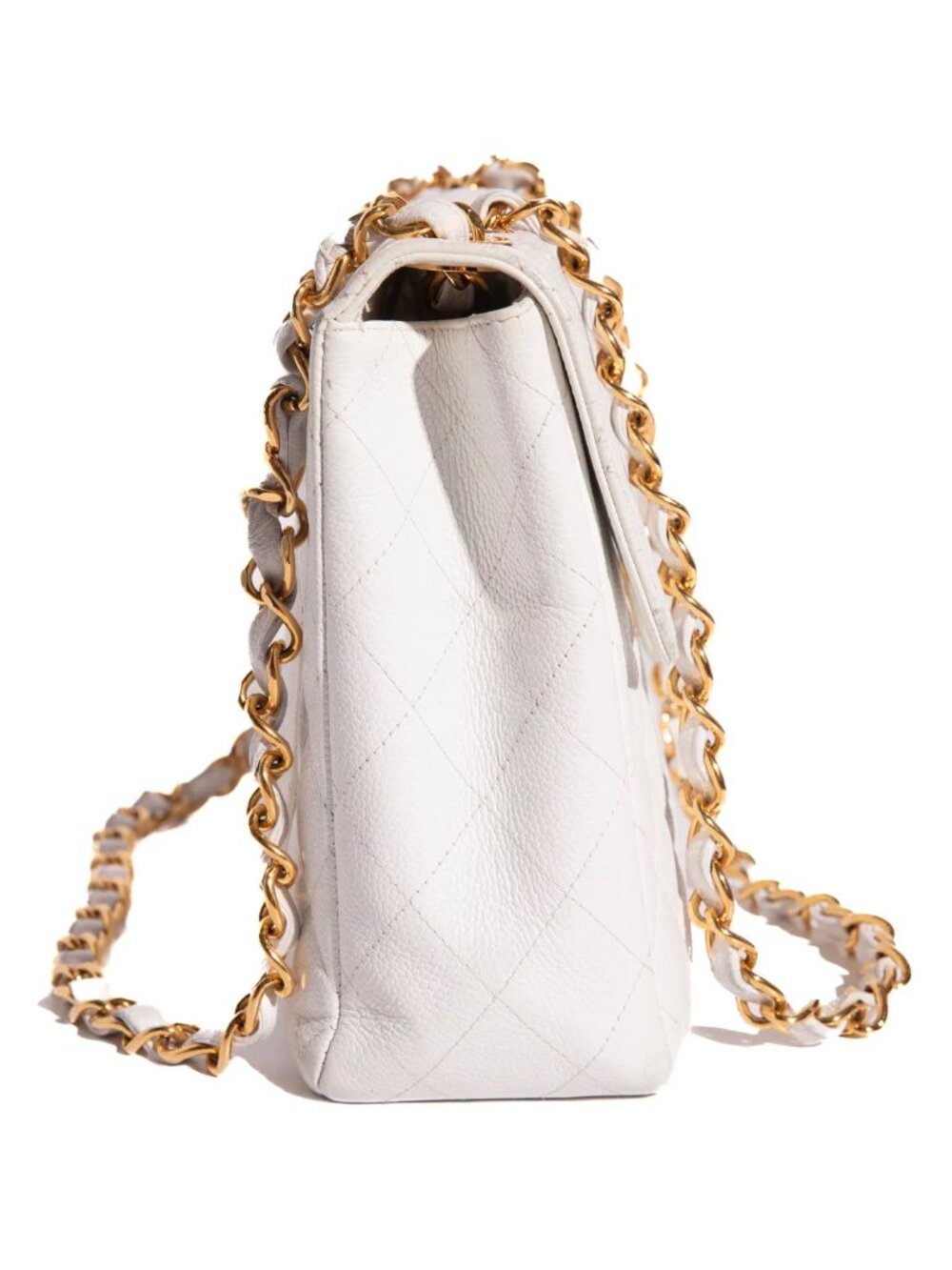 CHANEL Classic White Classic Flap Handbag, Caviar, 24k Hardware, 1997 era - Picture 6 of 17
